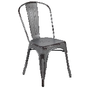 Commercial Grade Distressed Silver Gray Metal Indoor-Outdoor Stackable Chair, ET-3534-SIL-GG