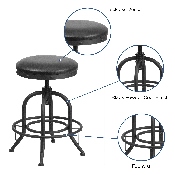 24'' Counter Height Stool with Swivel Lift Black LeatherSoft Seat, ET-BR542-224-GG