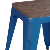 Kai 18" Backless Table Height Stool with Wooden Seat-Stackable Royal Blue Metal Indoor Dining Stool-Commercial Grade-Set of 4, ET-BT3503-18-BL-WD-GG