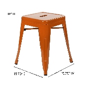 18" Table Height Stool, Stackable Backless Metal Indoor Dining Stool, Commercial Grade Restaurant Stool in Orange - Set of 4, ET-BT3503-18-ORG-GG