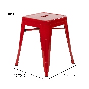 18" Table Height Stool, Stackable Backless Metal Indoor Dining Stool, Commercial Grade Restaurant Stool in Red - Set of 4, ET-BT3503-18-RED-GG
