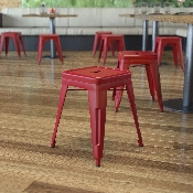 18" Table Height Stool, Stackable Backless Metal Indoor Dining Stool, Commercial Grade Restaurant Stool in Red - Set of 4, ET-BT3503-18-RED-GG