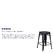 Commercial Grade 24" High Backless Distressed Black Metal Indoor-Outdoor Counter Height Stool, ET-BT3503-24-BK-GG