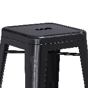 Commercial Grade 24" High Backless Distressed Black Metal Indoor-Outdoor Counter Height Stool, ET-BT3503-24-BK-GG