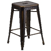 Commercial Grade 24" High Backless Distressed Copper Metal Indoor-Outdoor Counter Height Stool, ET-BT3503-24-COP-GG
