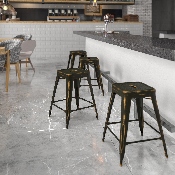 Commercial Grade 24" High Backless Distressed Copper Metal Indoor-Outdoor Counter Height Stool, ET-BT3503-24-COP-GG