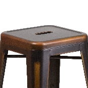 Commercial Grade 24" High Backless Distressed Copper Metal Indoor-Outdoor Counter Height Stool, ET-BT3503-24-COP-GG