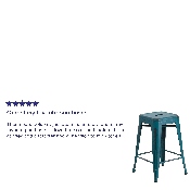 Commercial Grade 24" High Backless Distressed Kelly Blue-Teal Metal Indoor-Outdoor Counter Height Stool, ET-BT3503-24-KB-GG