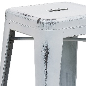 Commercial Grade 24" High Backless Distressed White Metal Indoor-Outdoor Counter Height Stool, ET-BT3503-24-WH-GG
