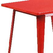 Commercial Grade 31.5" Square Red Metal Indoor-Outdoor Table, ET-CT002-1-RED-GG