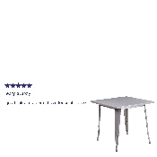 Commercial Grade 31.5" Square Silver Metal Indoor-Outdoor Table, ET-CT002-1-SIL-GG