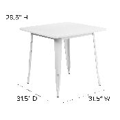 Commercial Grade 31.5" Square White Metal Indoor-Outdoor Table, ET-CT002-1-WH-GG