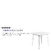Commercial Grade 31.5" Square White Metal Indoor-Outdoor Table, ET-CT002-1-WH-GG