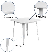 Commercial Grade 31.5" Square White Metal Indoor-Outdoor Table, ET-CT002-1-WH-GG