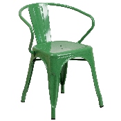 Commercial Grade 31.5" Square Green Metal Indoor-Outdoor Table Set with 4 Arm Chairs, ET-CT002-4-70-GN-GG