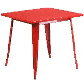 Commercial Grade 31.5" Square Red Metal Indoor-Outdoor Table Set with 4 Arm Chairs, ET-CT002-4-70-RED-GG