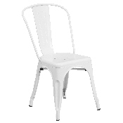 Commercial Grade 31.5" x 63" Rectangular White Metal Indoor-Outdoor Table Set with 4 Stack Chairs, ET-CT005-4-30-WH-GG