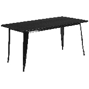 Commercial Grade 31.5" x 63" Rectangular Black Metal Indoor-Outdoor Table Set with 4 Arm Chairs, ET-CT005-4-70-BK-GG