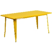 Commercial Grade 31.5" x 63" Rectangular Yellow Metal Indoor-Outdoor Table Set with 6 Stack Chairs, ET-CT005-6-30-YL-GG