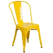 Commercial Grade 31.5" x 63" Rectangular Yellow Metal Indoor-Outdoor Table Set with 6 Stack Chairs, ET-CT005-6-30-YL-GG