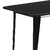 Commercial Grade 31.5" x 63" Rectangular Black Metal Indoor-Outdoor Table, ET-CT005-BK-GG