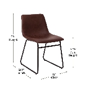 18 inch Dining Table Height Chair, Mid-Back Sled Base Dining Chair in Dark Brown LeatherSoft with Black Frame, Set of 2, ET-ER18345-18-DB-BK-GG