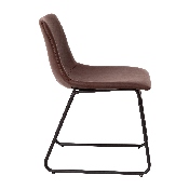 18 inch Dining Table Height Chair, Mid-Back Sled Base Dining Chair in Dark Brown LeatherSoft with Black Frame, Set of 2, ET-ER18345-18-DB-BK-GG