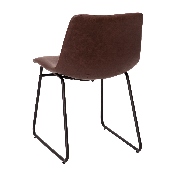 18 inch Dining Table Height Chair, Mid-Back Sled Base Dining Chair in Dark Brown LeatherSoft with Black Frame, Set of 2, ET-ER18345-18-DB-BK-GG