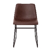18 inch Dining Table Height Chair, Mid-Back Sled Base Dining Chair in Dark Brown LeatherSoft with Black Frame, Set of 2, ET-ER18345-18-DB-BK-GG