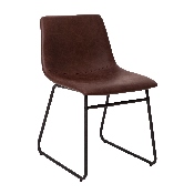 18 inch Dining Table Height Chair, Mid-Back Sled Base Dining Chair in Dark Brown LeatherSoft with Black Frame, Set of 2, ET-ER18345-18-DB-BK-GG