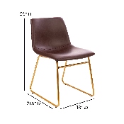 18 inch Dining Table Height Chair, Mid-Back Sled Base Dining Chair in Dark Brown LeatherSoft with Gold Frame, Set of 2, ET-ER18345-18-DB-GG