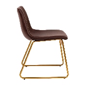 18 inch Dining Table Height Chair, Mid-Back Sled Base Dining Chair in Dark Brown LeatherSoft with Gold Frame, Set of 2, ET-ER18345-18-DB-GG