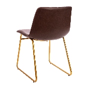 18 inch Dining Table Height Chair, Mid-Back Sled Base Dining Chair in Dark Brown LeatherSoft with Gold Frame, Set of 2, ET-ER18345-18-DB-GG