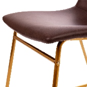 18 inch Dining Table Height Chair, Mid-Back Sled Base Dining Chair in Dark Brown LeatherSoft with Gold Frame, Set of 2, ET-ER18345-18-DB-GG