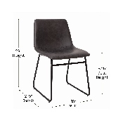 18 inch Dining Table Height Chair, Mid-Back Sled Base Dining Chair in Dark Gray LeatherSoft with Black Frame, Set of 2, ET-ER18345-18-GY-BK-GG