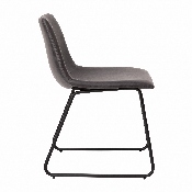 18 inch Dining Table Height Chair, Mid-Back Sled Base Dining Chair in Dark Gray LeatherSoft with Black Frame, Set of 2, ET-ER18345-18-GY-BK-GG