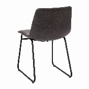 18 inch Dining Table Height Chair, Mid-Back Sled Base Dining Chair in Dark Gray LeatherSoft with Black Frame, Set of 2, ET-ER18345-18-GY-BK-GG