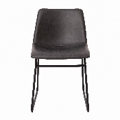 18 inch Dining Table Height Chair, Mid-Back Sled Base Dining Chair in Dark Gray LeatherSoft with Black Frame, Set of 2, ET-ER18345-18-GY-BK-GG