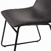 18 inch Dining Table Height Chair, Mid-Back Sled Base Dining Chair in Dark Gray LeatherSoft with Black Frame, Set of 2, ET-ER18345-18-GY-BK-GG