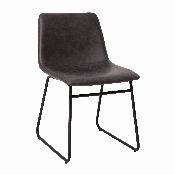 18 inch Dining Table Height Chair, Mid-Back Sled Base Dining Chair in Dark Gray LeatherSoft with Black Frame, Set of 2, ET-ER18345-18-GY-BK-GG