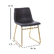 18 inch Dining Table Height Chair, Mid-Back Sled Base Dining Chair in Dark Gray LeatherSoft with Gold Frame, Set of 2, ET-ER18345-18-GY-GG