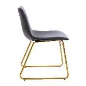 18 inch Dining Table Height Chair, Mid-Back Sled Base Dining Chair in Dark Gray LeatherSoft with Gold Frame, Set of 2, ET-ER18345-18-GY-GG