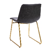 18 inch Dining Table Height Chair, Mid-Back Sled Base Dining Chair in Dark Gray LeatherSoft with Gold Frame, Set of 2, ET-ER18345-18-GY-GG