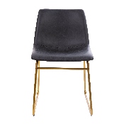 18 inch Dining Table Height Chair, Mid-Back Sled Base Dining Chair in Dark Gray LeatherSoft with Gold Frame, Set of 2, ET-ER18345-18-GY-GG