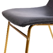 18 inch Dining Table Height Chair, Mid-Back Sled Base Dining Chair in Dark Gray LeatherSoft with Gold Frame, Set of 2, ET-ER18345-18-GY-GG