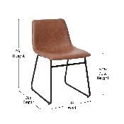 18 inch Dining Table Height Chair, Mid-Back Sled Base Dining Chair in Light Brown LeatherSoft with Black Frame, Set of 2, ET-ER18345-18-LB-BK-GG