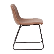 18 inch Dining Table Height Chair, Mid-Back Sled Base Dining Chair in Light Brown LeatherSoft with Black Frame, Set of 2, ET-ER18345-18-LB-BK-GG