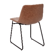 18 inch Dining Table Height Chair, Mid-Back Sled Base Dining Chair in Light Brown LeatherSoft with Black Frame, Set of 2, ET-ER18345-18-LB-BK-GG