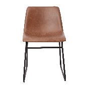 18 inch Dining Table Height Chair, Mid-Back Sled Base Dining Chair in Light Brown LeatherSoft with Black Frame, Set of 2, ET-ER18345-18-LB-BK-GG