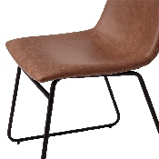 18 inch Dining Table Height Chair, Mid-Back Sled Base Dining Chair in Light Brown LeatherSoft with Black Frame, Set of 2, ET-ER18345-18-LB-BK-GG